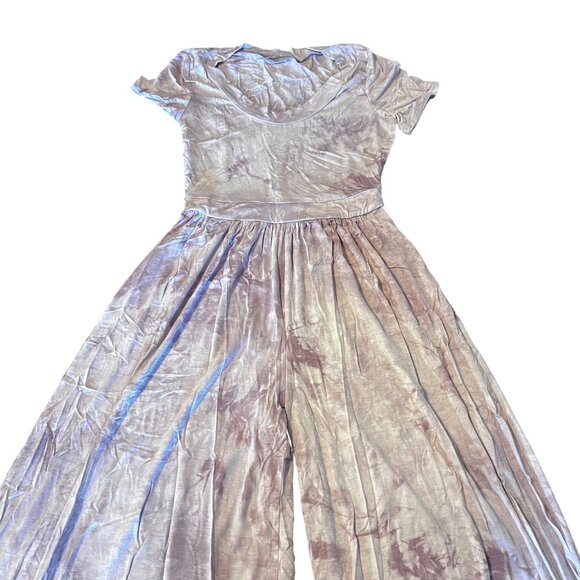 Veveret Tie-Dye Lavender Wide-Leg Jumpsuit With Short Sleeves NWOT - Picture 2 of 9